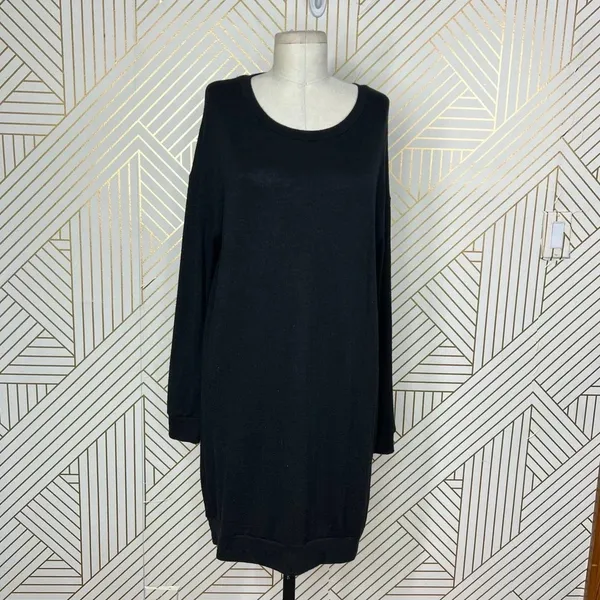 Aritzia Wilfred Free Black Jersey Knit Long‎ Sleeve Dress Size Small - Image 3