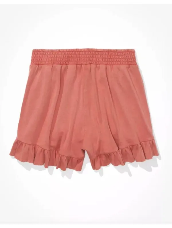 (C45) American Eagle Knit Shorts Size M Rose Ruffle Hem 100% Cotton Elastic - Image 4