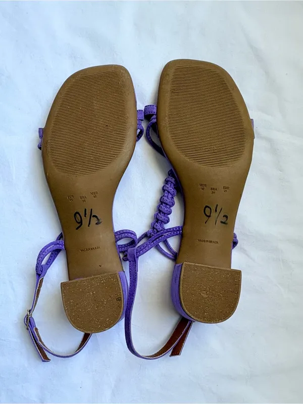 Via Mia Purple Suede Braided Strappy Block Heel Sandals - Image 7