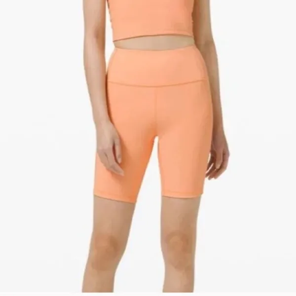 Lululemon Ribbed Contoured High-Rise Short 8" Malibu Peach Biker Shorts Size 4 - Image 5