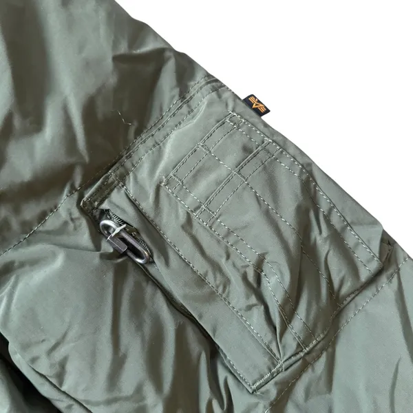 Alpha Industries MA-1 Quilted Bomber Jacket Olive Green Puffer - Image 6