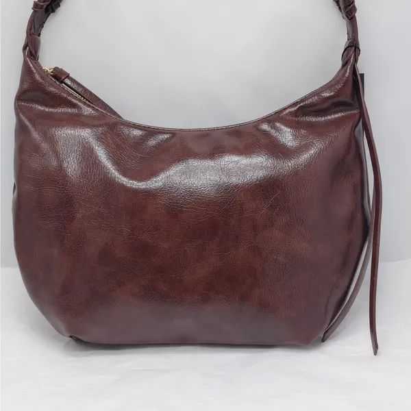Olivia & Kate Womens Shoulder Bag Brown Vegan Leather Slouch Hobo Purse Travel - Image 2