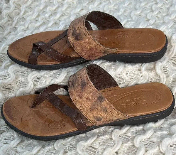 boc Brown Tan Concept Sandal with Wide Multi-colored Cork Band Comfort Sole - Image 2