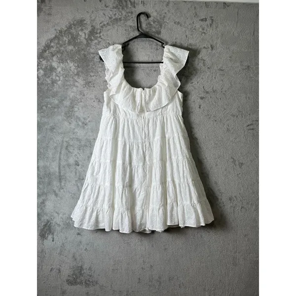 Lilly Pulitzer Emie Dress White‎ Eyelet Babydoll Fit Flare Cottagecore Size 10 - Image 4
