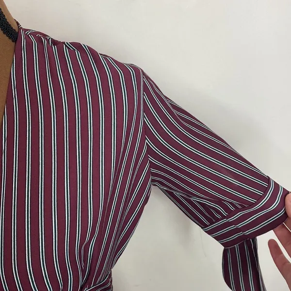 Urban Outfitters Plunging short sleeve striped empire waist midi shirt dress S - Image 10