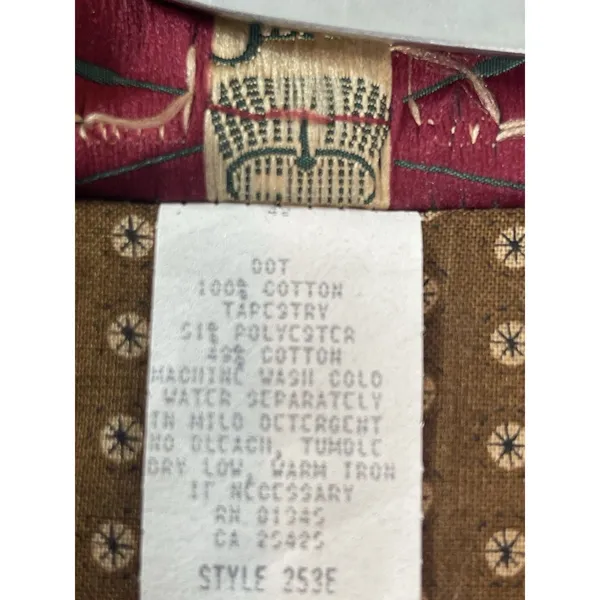 VTG Orvis 90s Tapestry Vest Womens L Made USA Patchwork Folk Angel Stars - Image 7