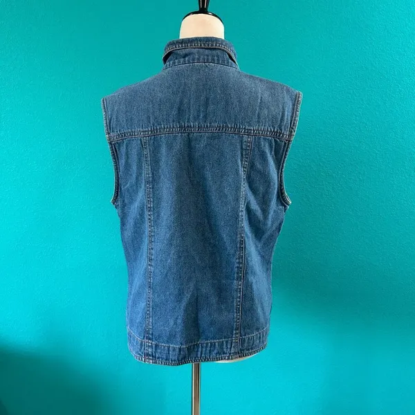 Rythm Blue Denim Full Zip Vest Cotton Collared Medium Wash Size L - Image 3