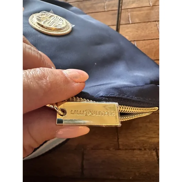 Lilly Pulitzer Jeanie Belt Bag True Navy Gold Logo Adjustable Striped Strap NWOT - Image 5