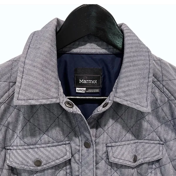 Marmot Riley Women's‎ Quilted Snap Front Shirt Jacket Blue Gray Size Small - Image 3