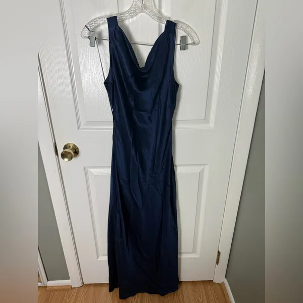 Reformation Corey Satin Dress in Danube L - Image 3