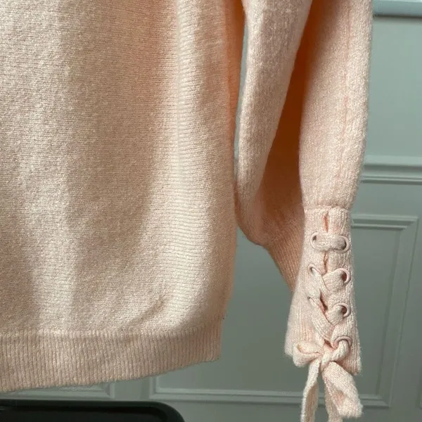 Wrangler Retro Cowl Neck Sweater Blanket Print Trim Peach Pink S - Image 3