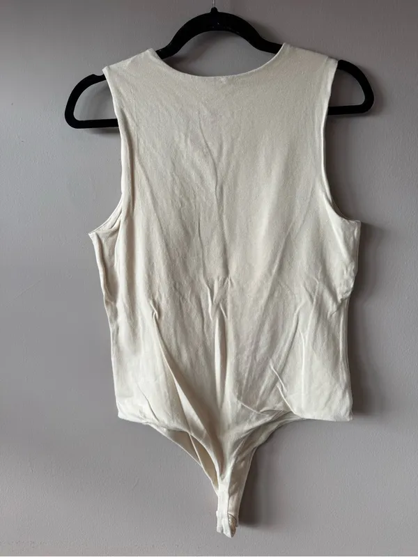Nuuds Nude High Neck Cotton Modal Spandex Blend Thong Bodysuit Size Large - Image 6