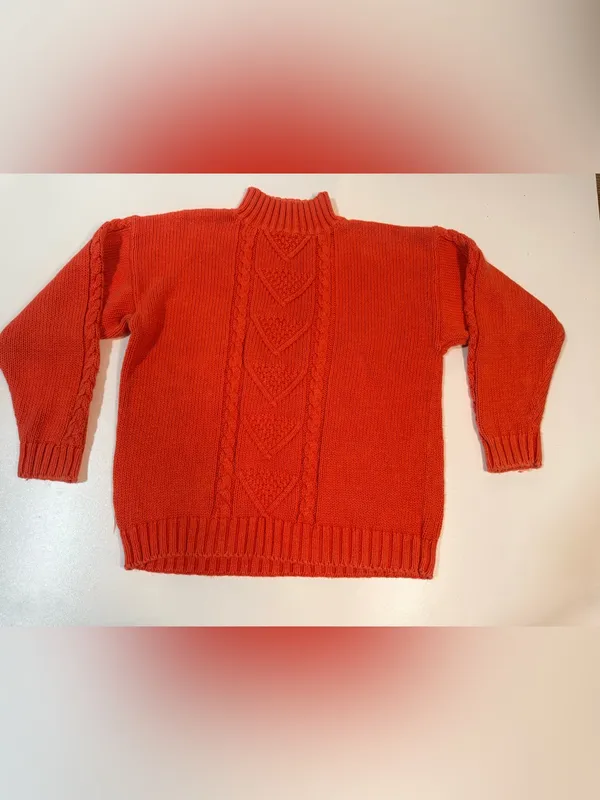 Nuovo Cable Knit Mock Turtleneck Sweater in Orange - Image 2