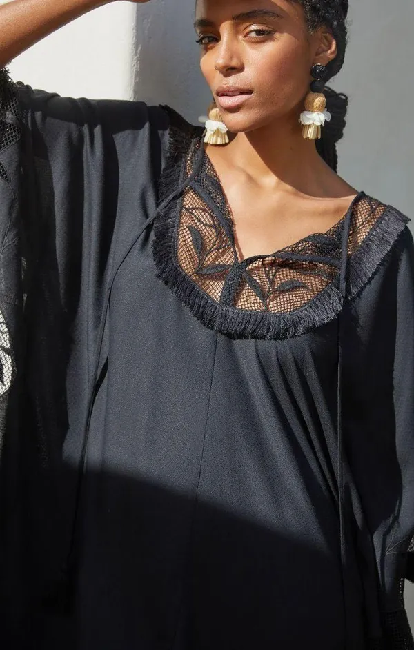 Embroidered Kimono Style Dress/ Cover-Up, Size XS/S - Image 3