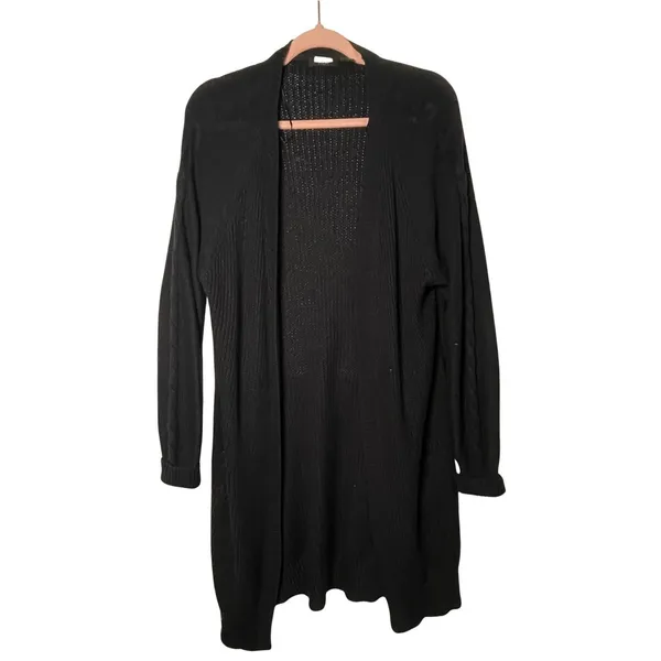 Black Open Front Long Cardigan Sweater Women’s Size Large - Image 4