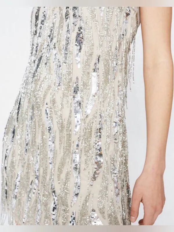 Nasty Gal Beaded Tassel Slip Mini Dress - Image 4