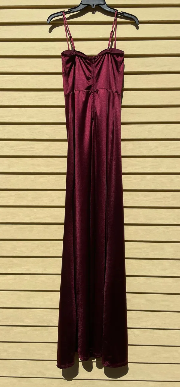 Macy's Maroon Satin Corset Body con Dress - Image 3