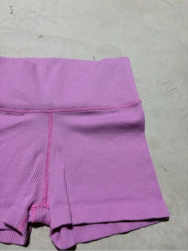Aerie High-Waist Ribbed Pink Women’s Shorts small - Image 5