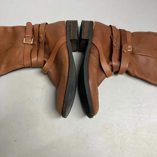 STEVE MADDEN‎ Albany Tall Cognac Brown Leather Equestrian Riding Boot Size 8 - Image 9
