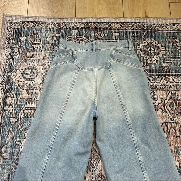 Free People We the Free Let Sunshine In Wide leg Cropped Jeans Sz 26 Light Wash - Image 11
