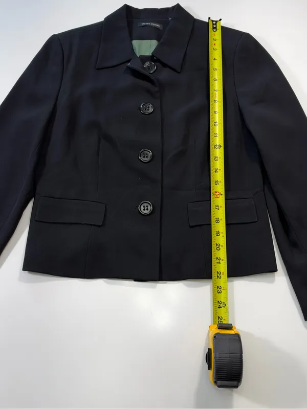 Valerie Stevens Black Cropped Tailored Blazer Size 10 - Image 3