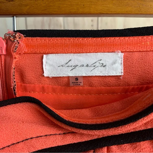 Sugarlips Strapless Coral Dress with Black Accents - Image 6