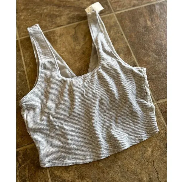 Aerie Lace Waffle Longline Bralette Medium Heather Gray Size Medium - Image 6