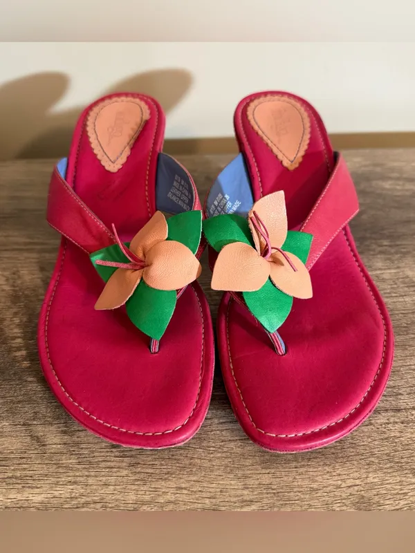 Y2K Indigo by Clark’s Leather Pink Fuchsia Kitten Heels Sandals Women’s Sz 9 - Image 3