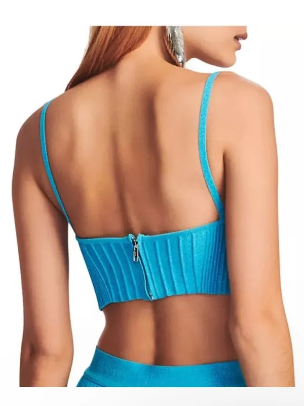 Retrofete Large Gabi Bandage Knit Top Blue Shimmer Rave Nightclub Party Bustier - Image 5