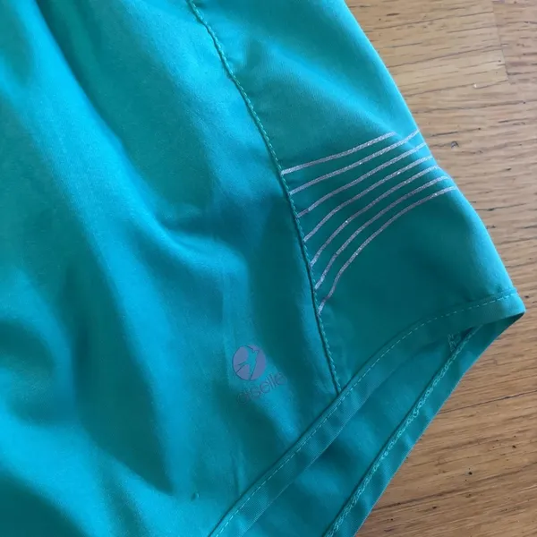 Oiselle Teal Silver Running Outdoor Hiking Trail Lined Elastic Waist Shorts M - Image 2