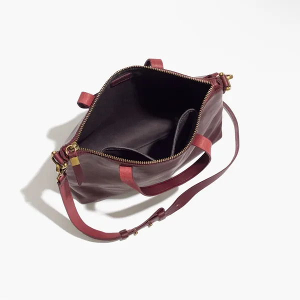 Madewell The Transport Crossbody in Dark Cabernet Leather Zip Closure Preppy - Image 2