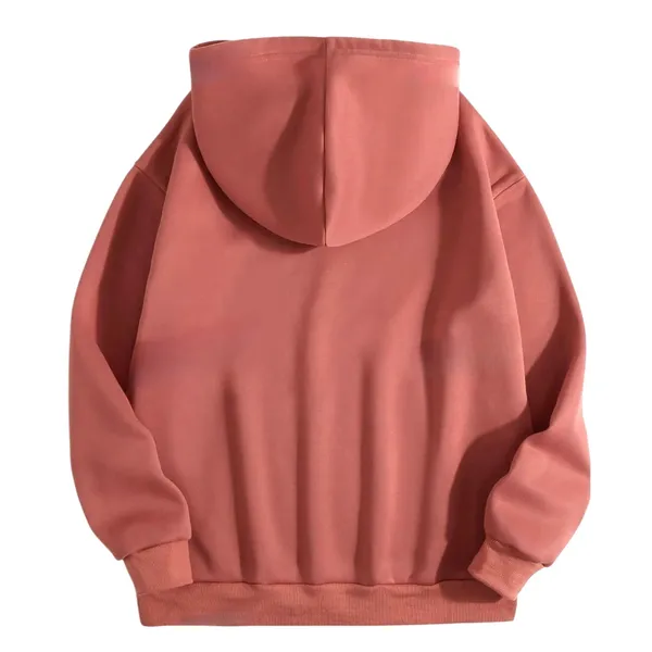 Heart Print Thermal Lined Drawstring Hoodie in Pink, Size XL - Image 2