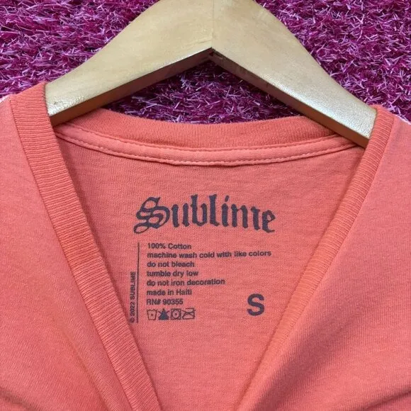 Sublime Monochrome Orange Logo Rock Tee size small - Image 4