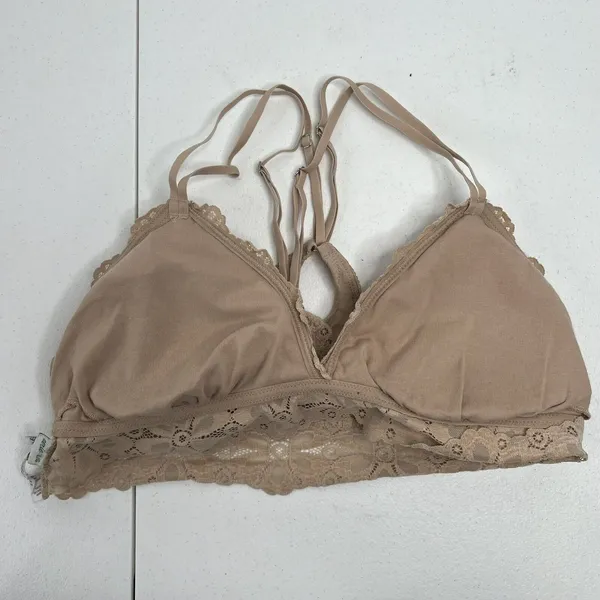 Aerie Size L Bra Snowday Chenille Lace Padded Triangle Bralette Sands Beige Cozy - Image 9