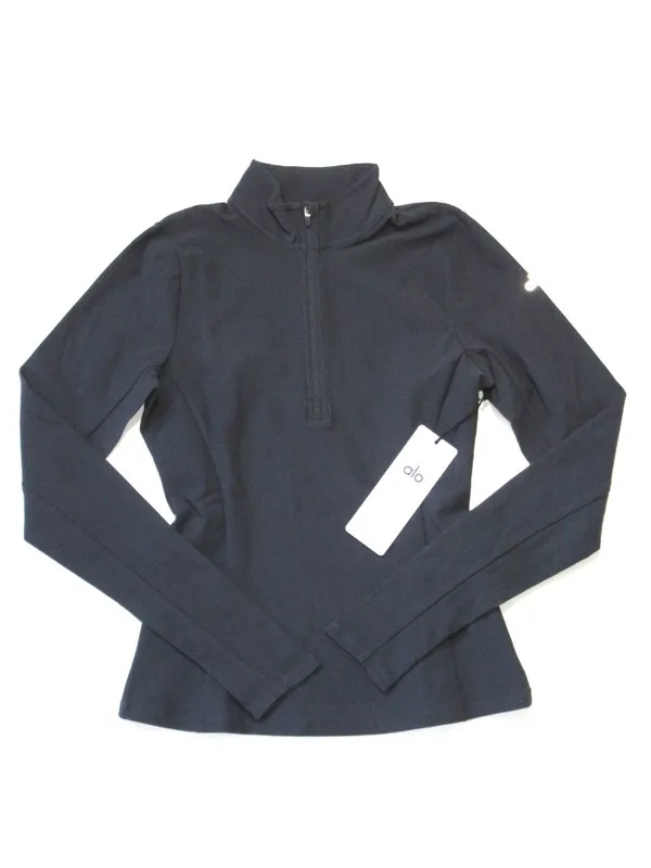 NWT Alo Alosoft 1/2 Zip Rapid Pullover in Anthracite Solid Stretch Fitted Top S - Image 2