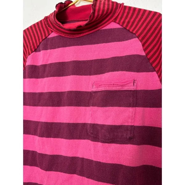 Free People We The Free Punk Playful Tee Size Medium Pink Red Stripes Emo - Image 10