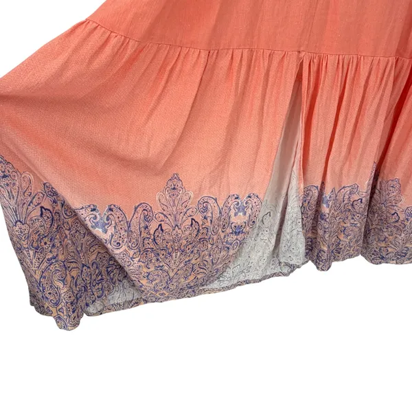 VENUS Size 18 Coral Blue Paisley Maxi Dress Boho Tie Front Tiered Resort - Image 4