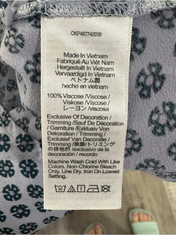 Madewell Cap-Sleeve Button-Front Mini Dress‎ in Geometric Print Size 6 Lavender - Image 8