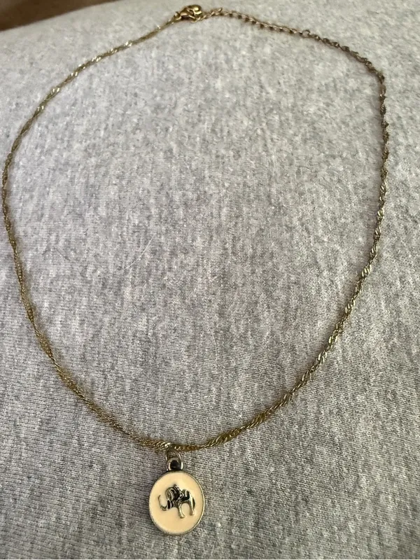 Gold Charm Elephant Disc Necklace - Women Jewelry - Image 4