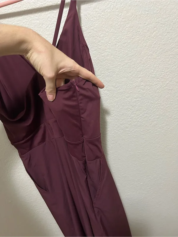 Halara Breezeful Backless Wide Leg Jumpsuit Amaranth Purple Red Large - Image 8