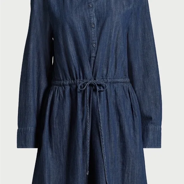 Free Assembly Women’s Denim Ruffle Neck Mini Dress - Image 5