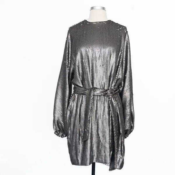 Anine Bing. Angie Sequin‎ Belted Mini Dress In Sequins. - Image 2