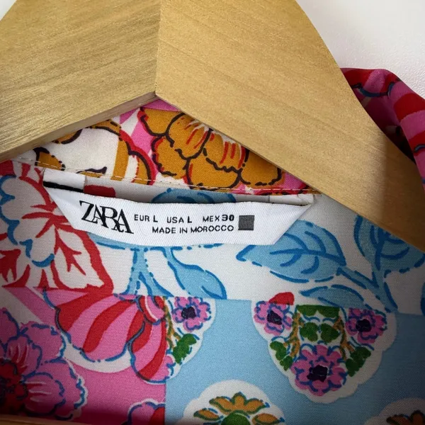 Zara Floral Patchwork Button Up Blouse Large Multicolor Maximalist Colorful‎ Art - Image 8