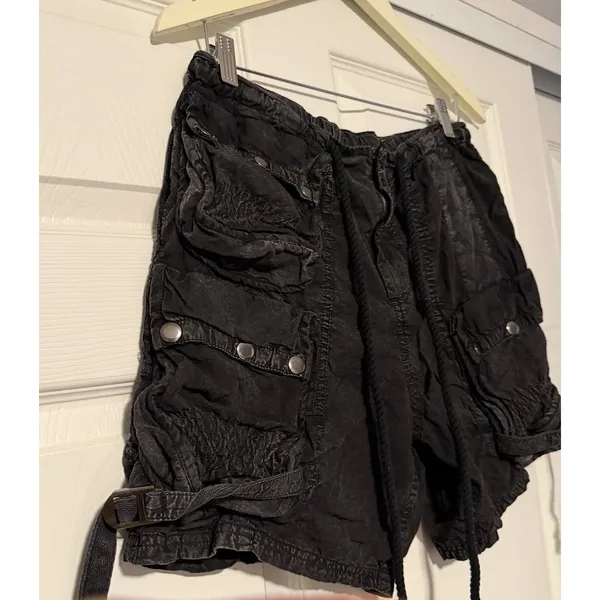 Free People Parachute Moon Bay Shorts Gorpcore‎ Slouchy Harem Baggy Black Cargo - Image 6
