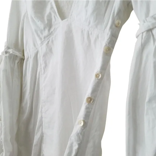 Free People Dress Womens XS White V-Neck Balloon Sleeve Mini Tassel Summer Boho - Image 11