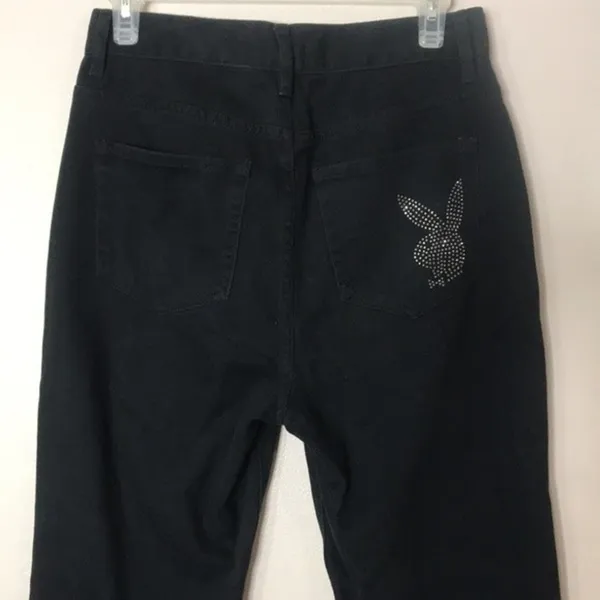 Playboy by pac-sun black button fly high waisted denim jeans size 27 cute‎ - Image 10