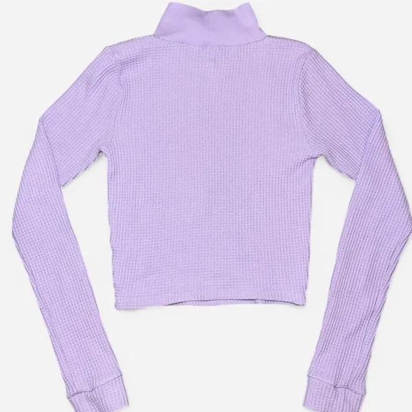 Aerie Lavender Purple Ribbed Knit Cropped Turtleneck Long Sleeve Shirt - Image 5