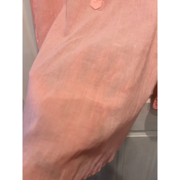 Gap Womens Boyfriend Fit Popover Shirt Coral Pink White Stripe Cotton‎ Large NWT - Image 7