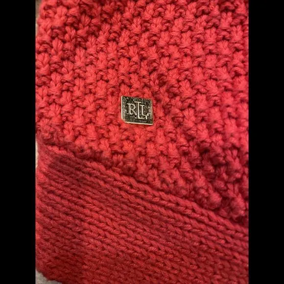 Lauren Ralph Lauren Women's Red Cable‎ Knit Sleeves Cotton Sweater Size XL - Image 7