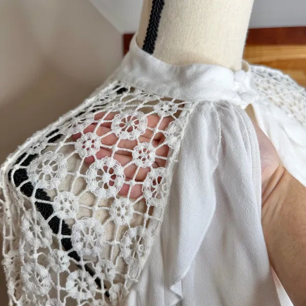 Free People Little Bit Of Love Lace Top White Small OB652064 Boho Crochet Ruffle - Image 5